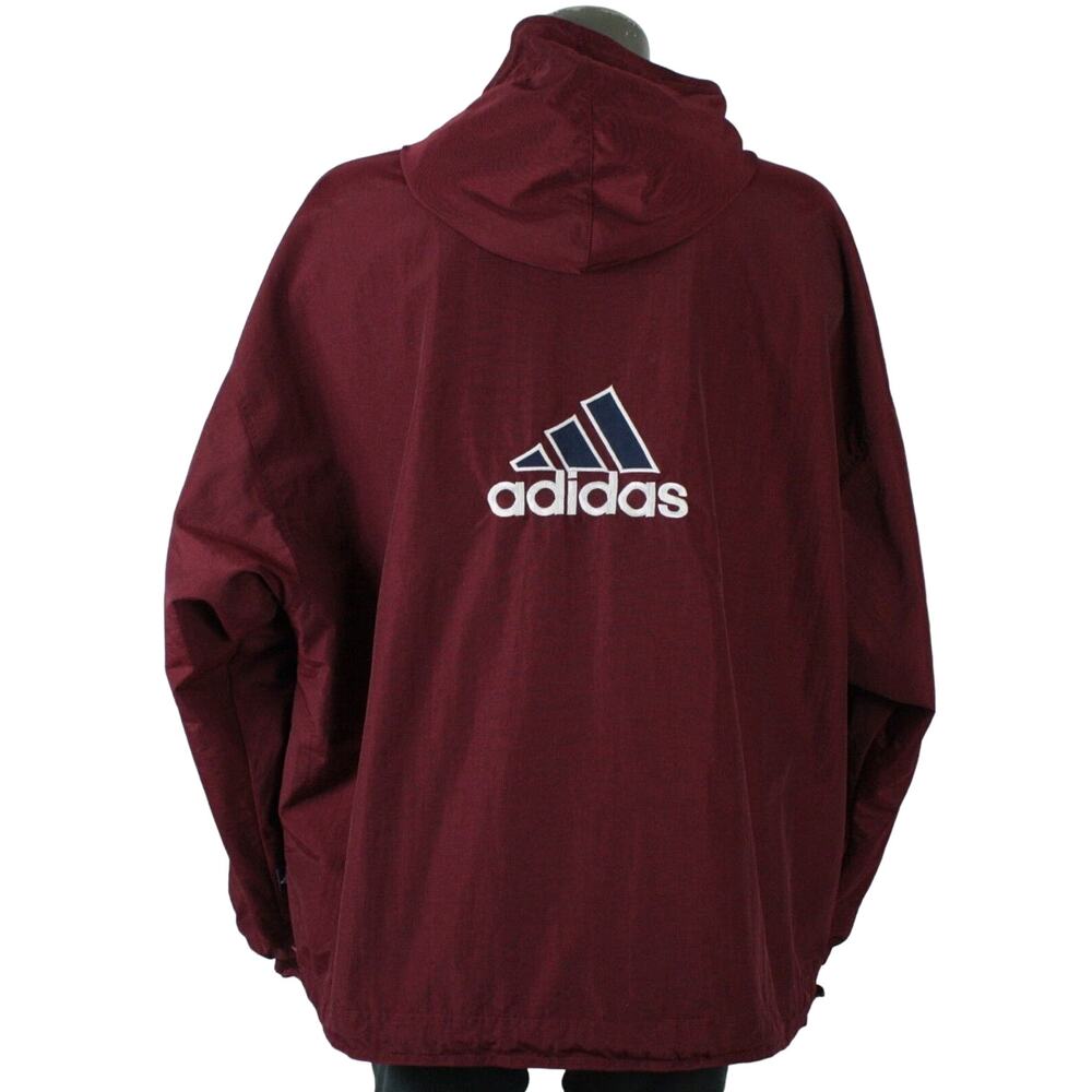 Y2K Adidas Mens XL Jacket Big Logo 1/2 Zip Shiny Anorak Windbreaker Vintage